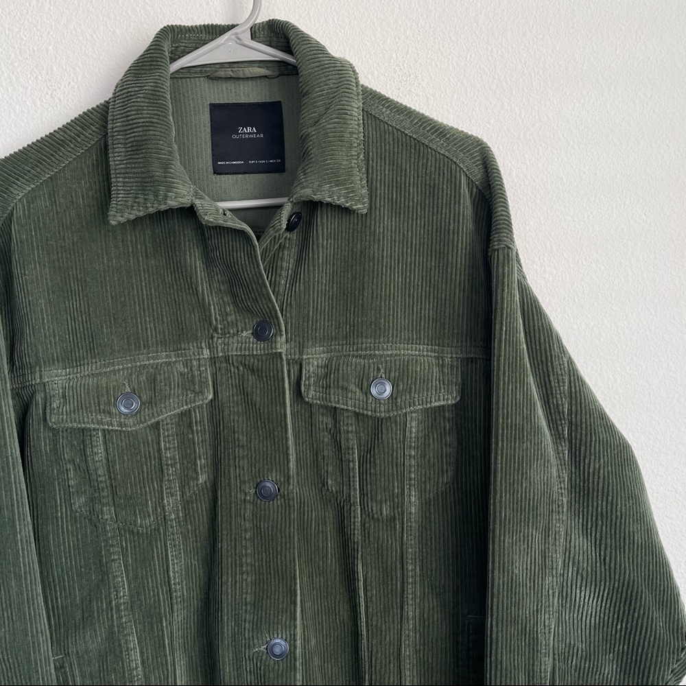ZARA Outerwear Frayed Corduroy Button Front Jacket